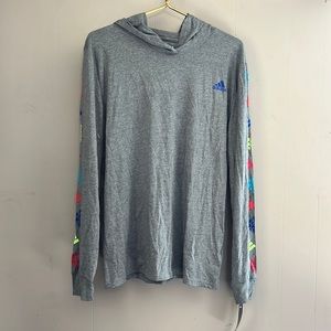 Adidas | Long Sleeve Heathered Hooded Tshirt